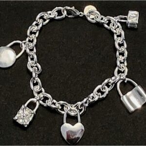 925 Silver Charm Padlock Heart Bracelet - Women Jewelry